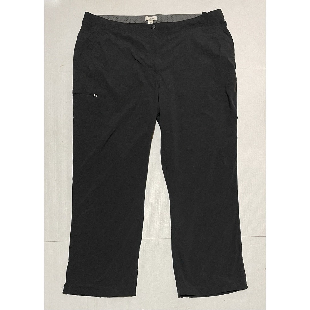 L.L.Bean Women's Black Hiking Trekking Pants Size 20 X 28 Regular Nylon Stretch